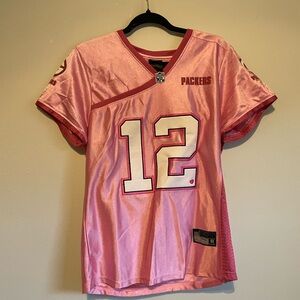 Green Bay Packers pink Aaron Rodgers jersey. Size Large